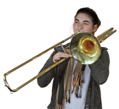 photo of Claudette playing trombone