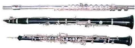 photo of flute, clarinet and oboe